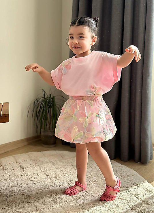 BALON ETEKLİ ÇİCEKLİ 2’Lİ KIZ TAKIM