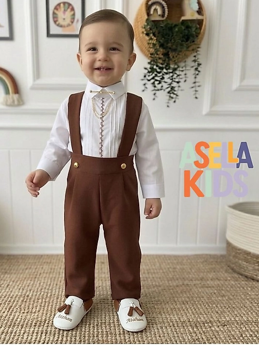 Taba Renk Salopet Takım (Gömlek+Salopet+Papyon)