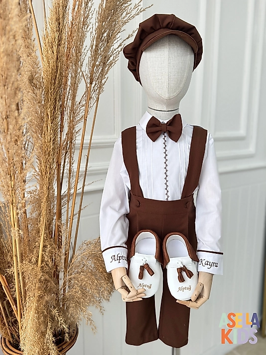 Erkek Çocuk Kahverengi Salopet Takım