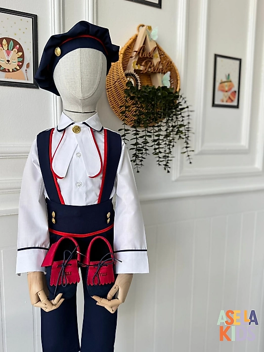 Lajivert Salopet Takım (Gömlek+Salopet+Fular)