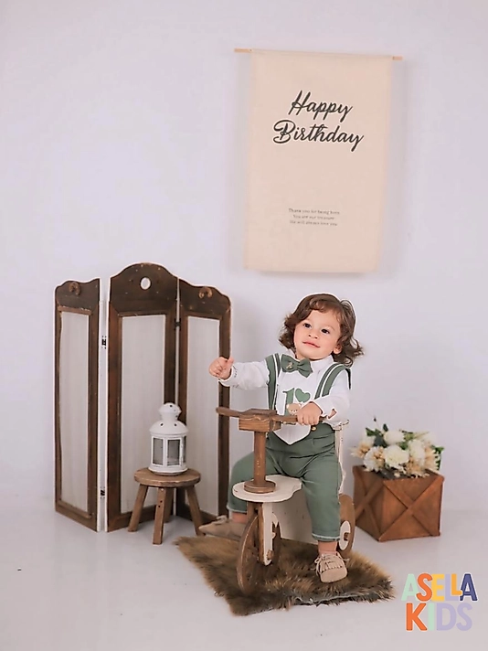 Erkek Çocuk Haki Yeşili Salopet Takım