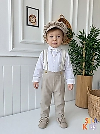 Erkek Çocuk Bej Salopet Takım