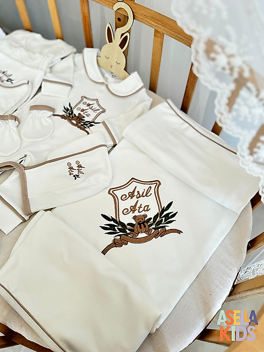 Yenidoğan Set - Bebeğinizin İsmi Nakışlı