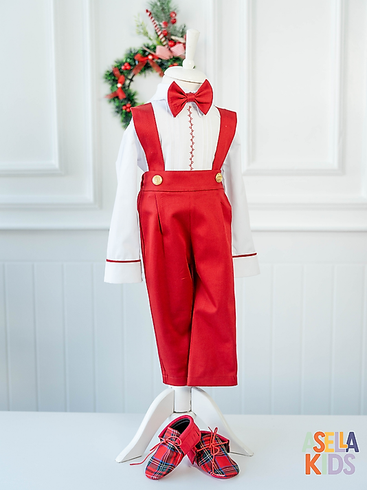 Erkek Çocuk Kırmızı Renk Salopet Takım