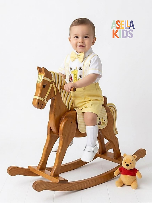 Erkek Çocuk Sarı Winnie Nakışlı Salopet Takım