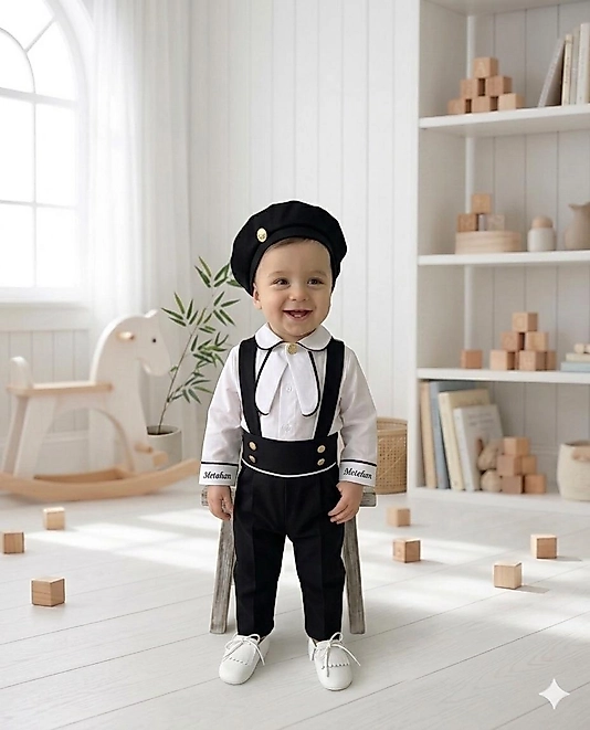 Siyah Salopet Takım (Gömlek+Salopet+Fular)