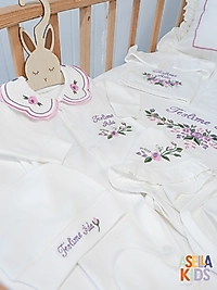 Kız Bebek Yenidoğan Set - Bebeğinizin İsmi ve Çiçek Motif