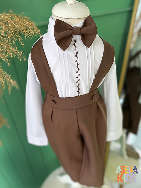 Erkek Çocuk Kahverengi Salopet Takım