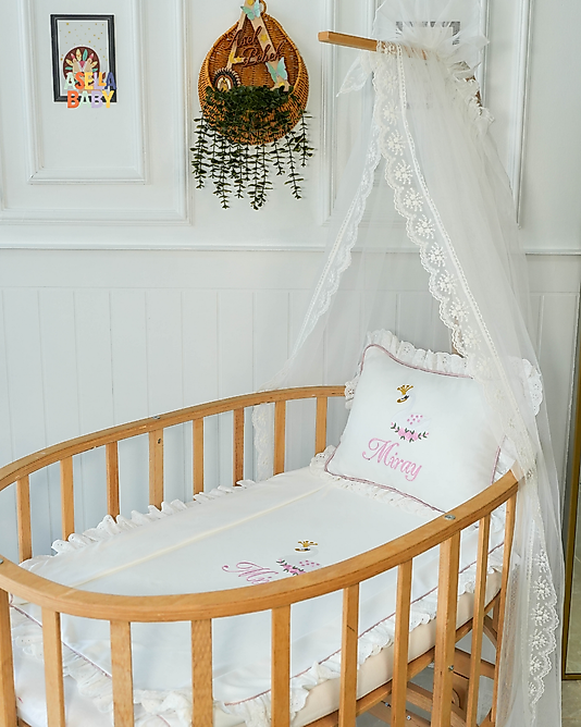 Kız Bebek Yenidoğan Set - Bebeğinizin İsmi ve Kuğu Nakış