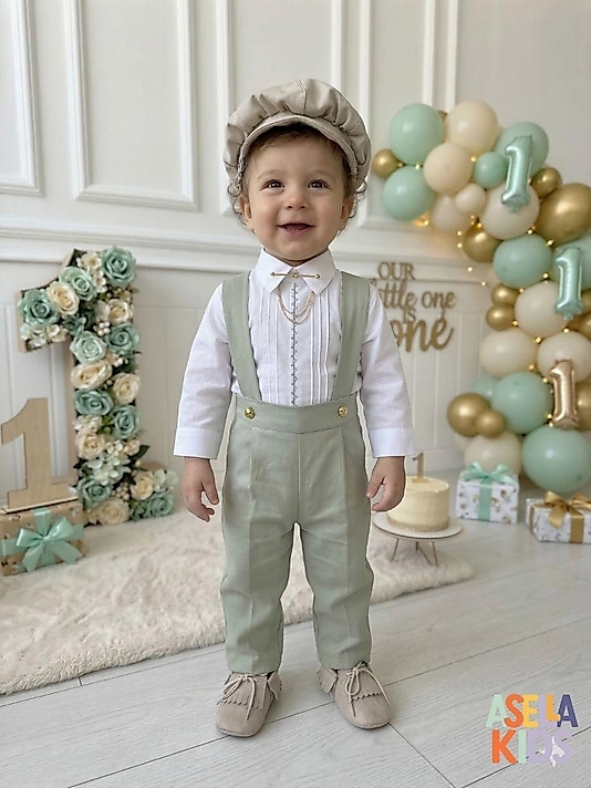 Erkek Çocuk Su Yeşili Salopet Takım