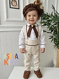 Bej Salopet Takım (Gömlek+Salopet+Fular)