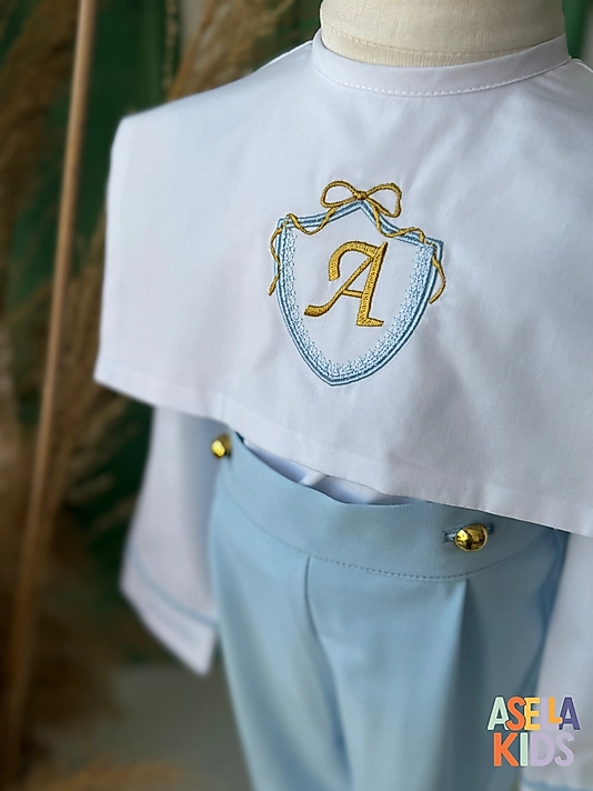 Erkek Çocuk Bebe Mavi Salopet Takım