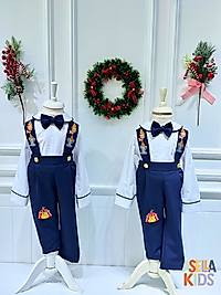 Erkek Çocuk Lajivert Salopet Takım - Nakışlı