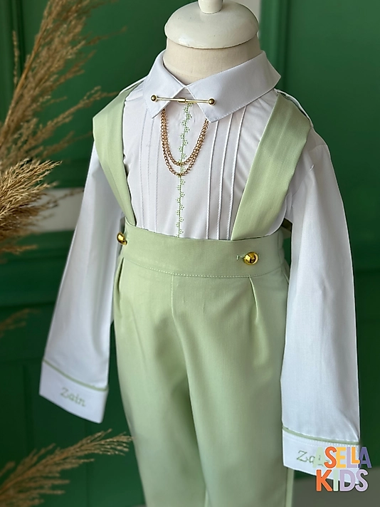 Erkek Çocuk Yeşil Salopet Takım