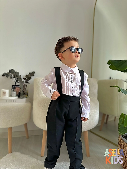 Erkek Çocuk Siyah Salopet Takım