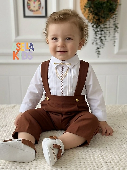 Taba Renk Salopet Takım (Gömlek+Salopet+Papyon)