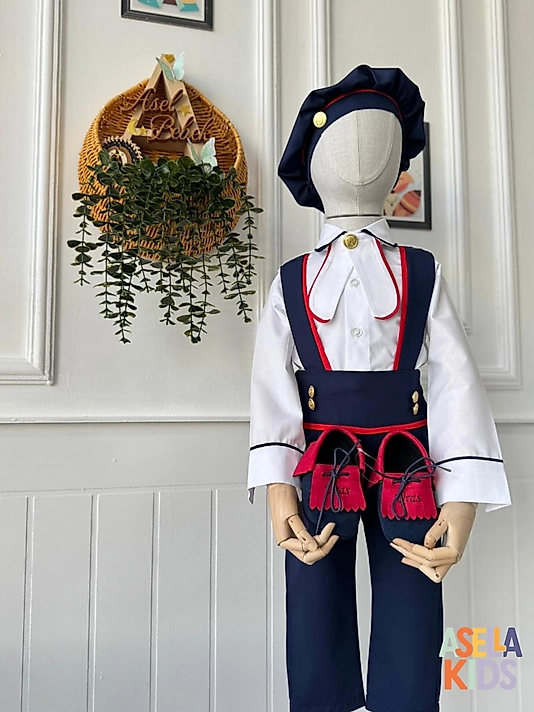 Lajivert Salopet Takım (Gömlek+Salopet+Fular)