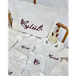 Kız Bebek Yenidoğan Set - Bebeğinizin İsmi ve Çiçek Motif