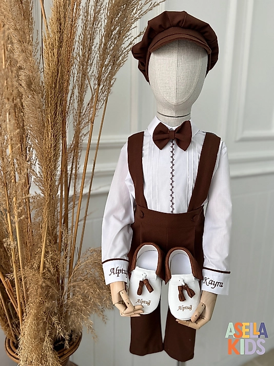 Erkek Çocuk Kahverengi Salopet Takım