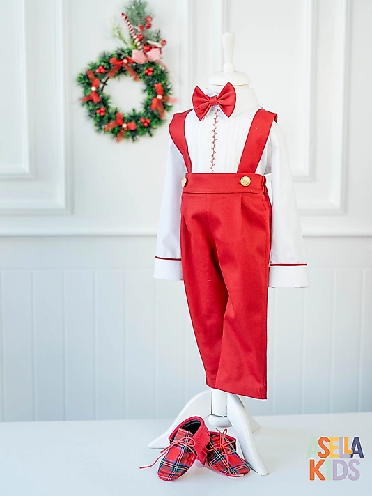 Erkek Çocuk Kırmızı Renk Salopet Takım